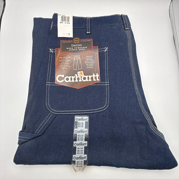 Carhartt Denim Work Dungaree Single Knee Jeans Mens 40x34 New with Tags B03‎ DNM